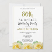 Yellow Rose 80. Überraschung Geburtstagsparty Einladung (Vorderseite)
