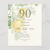 Yellow Rose 90. Budget Geburtstagsfeier Einladung (Vorderseite)