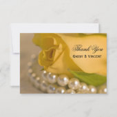 Yellow Rose and Pearls Wedding Flat Vielen Dank Dankeskarte (Vorderseite)