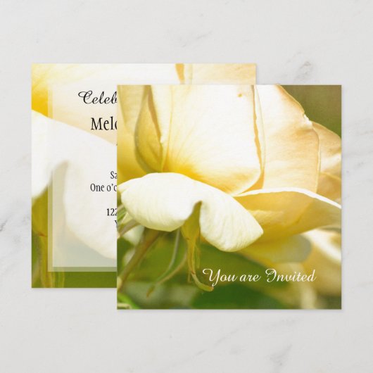Yellow Rose Birthday Einladung (Vorne/Hinten)