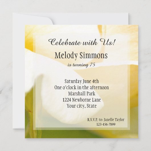 Yellow Rose Birthday Einladung (Rückseite)