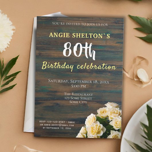 Yellow Rose Bouquet 80. Geburtstag Blumengebäck Pa Einladung