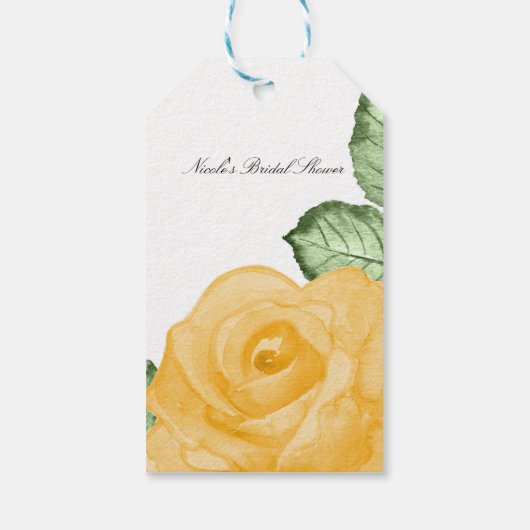 Yellow Rose Brautparty Elegante Wedding Gefallen Geschenkanhänger (Rückseite)