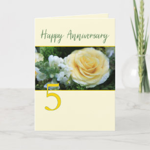 Yellow Rose Card zum 5. Hochzeitstag Karte