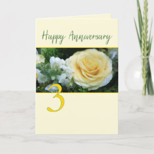 Yellow Rose Card zum dritten Hochzeitstag Karte