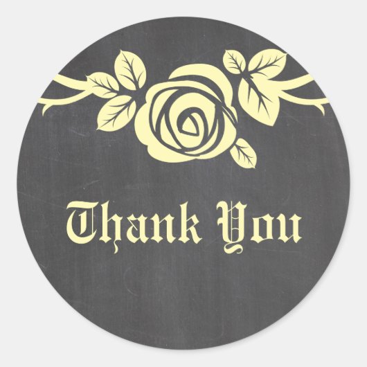 Yellow Rose Chalkboard Danke Stickers (Vorderseite)