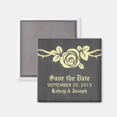 Yellow Rose Chalkboard Save the Date Magnet (Vorderseite/Rückseite)