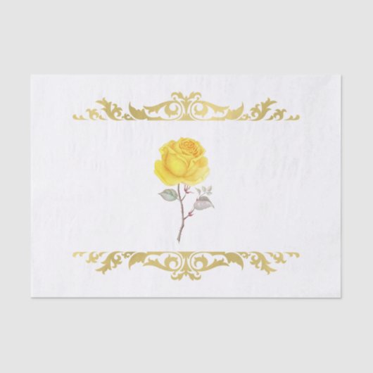 Yellow Rose & Elegante Gold Geburtstagsparty Seidenpapier (Vorderseite)