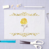Yellow Rose & Elegante Gold Geburtstagsparty Seidenpapier (Handwerk)