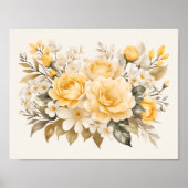 Yellow Rose Floral Cottage Farmhouse Home Decor Poster (Vorne)