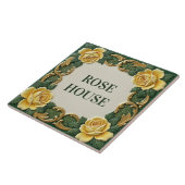 Yellow Rose Floral Custom House Name Sign Plaque Fliese (Seite)