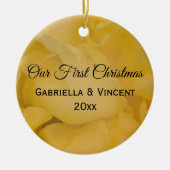 Yellow Rose Floral Erstes Weihnachtsfest Keramikornament (Vorne)