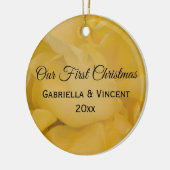 Yellow Rose Floral Erstes Weihnachtsfest Keramikornament (Links)