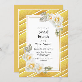 Yellow Rose Floral Gold Bridal Brunch Einladung