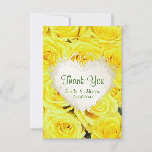 Yellow Rose Floral Wedding Vielen Dank Dankeskarte (Vorderseite)