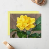 Yellow Rose Flower Art Note Card Set Mitteilungskarte (Vorderseite/Rückseite Beispiel)