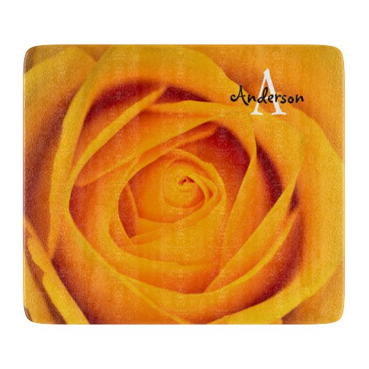 Yellow rose flower Glass chopping board Schneidebrett (Vorderseite)