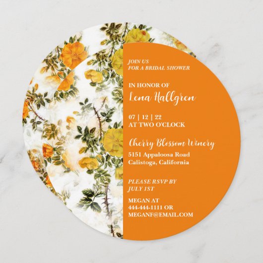 Yellow Rose Garden Bridal Dusche Einladung (Vorne/Hinten)