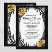 Yellow Rose Gothic Probe Dinner White Einladung (Vorne/Hinten)