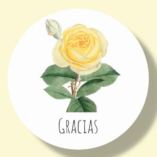Yellow Rose Gracias   Runder Aufkleber