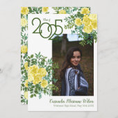 Yellow Rose Greenery Foto Abschluss Ankündigung (Vorne/Hinten)