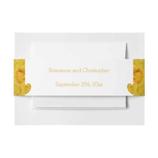 Yellow Rose Heart Design Wedding Einladungsbanderole (Vorderseite Beispiel)