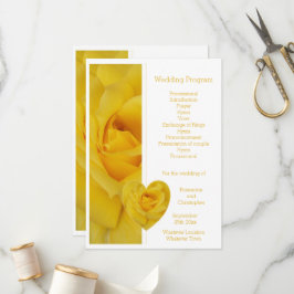 Yellow Rose Heart Design Wedding Programm