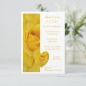 Yellow Rose Heart Design Wedding RSVP (Stehend Vorderseite)