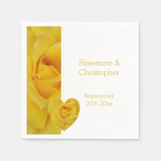 Yellow Rose Heart Design Wedding Serviette (Vorderseite)