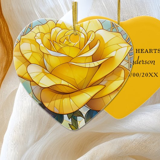 Yellow Rose Memorial Keramik Ornament