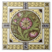 Yellow Rose Multi Transferware Tile Repro 1880 Fliese (Vorderseite)