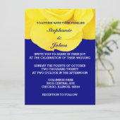 Yellow Rose Navy Blue Floral White Einzigartige Ho Einladung (Stehend Vorderseite)