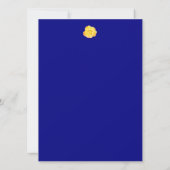 Yellow Rose Navy Blue Floral White Wedding Trendy Einladung (Rückseite)