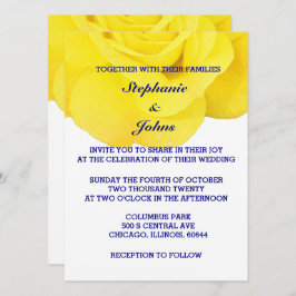 Yellow Rose Navy Blue White Niedlich Trendy Weddin Einladung