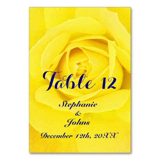 Yellow Rose Navy Niedlich Unique Trendy Chic Tischnummer (Rückseite)