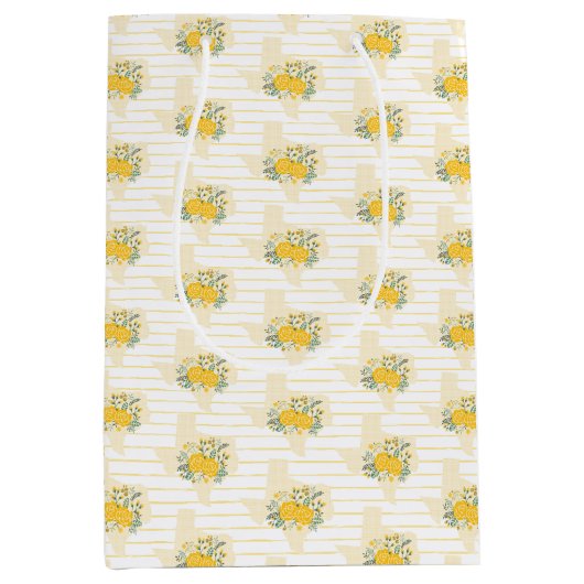 Yellow Rose of Texas - Gingham Staat Pattern Mittlere Geschenktüte (Vorderseite)