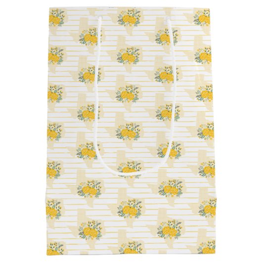 Yellow Rose of Texas - Gingham Staat Pattern Mittlere Geschenktüte (Rückseite)