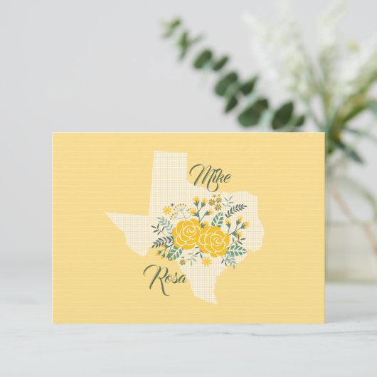 Yellow Rose of Texas - Gingham Staat Wedding RSVP (Stehend Vorderseite)
