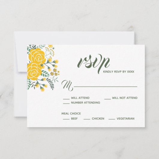 Yellow Rose of Texas - Gingham Staat Wedding RSVP (Rückseite)
