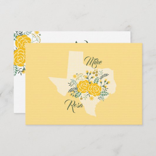 Yellow Rose of Texas - Gingham Staat Wedding RSVP (Vorne/Hinten)