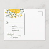Yellow Rose of Texas - Gingham Staat Wedding RSVP Postkarte (Rückseite)