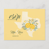 Yellow Rose of Texas - Gingham Staat Wedding RSVP Postkarte (Vorderseite)