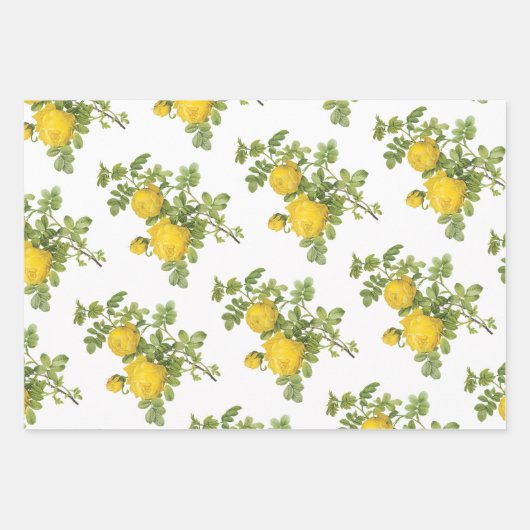 Yellow Rose Pattern Geschenkpapier Set (Vorderseite)