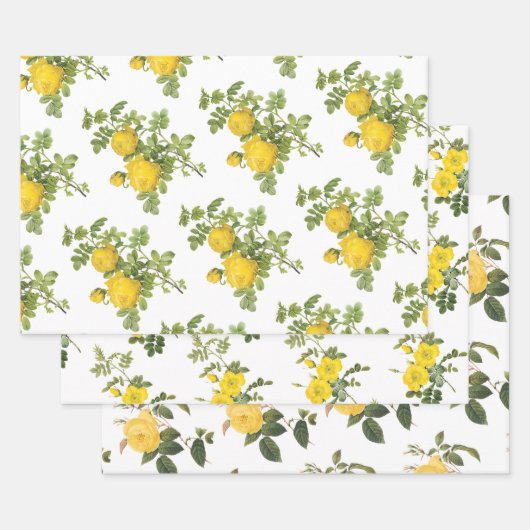 Yellow Rose Pattern Geschenkpapier Set (Set)