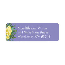 Yellow Rose Periwinkle Blue Floral Address