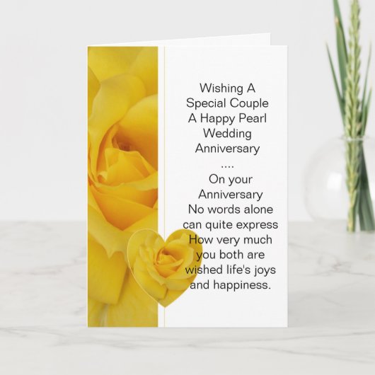 Yellow Rose Personalisiert 30. Hochzeitstag Karte (Vorderseite)