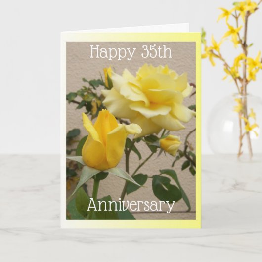 Yellow Rose Personalisiert 35. Hochzeitstag Karte (Gelbe Blume)