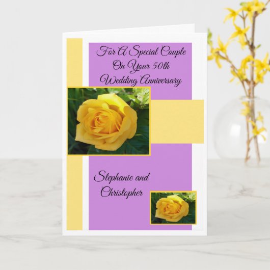 Yellow Rose Personalisiert 50. Hochzeitstag Karte (Gelbe Blume)
