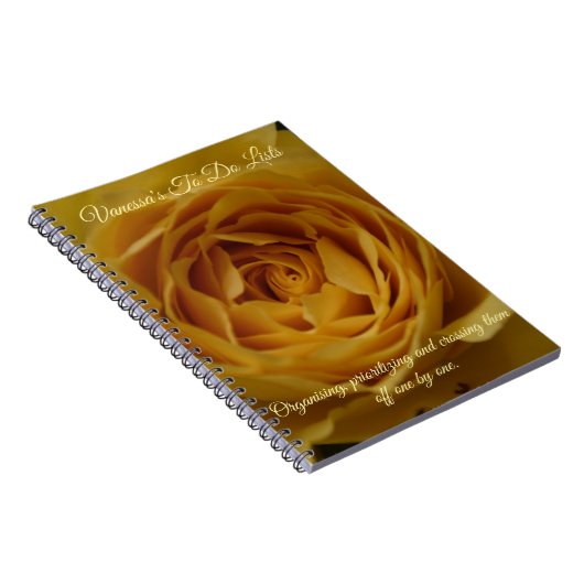 Yellow Rose Personalizable Name + Message Notebook Notizblock (Rechte Seite)