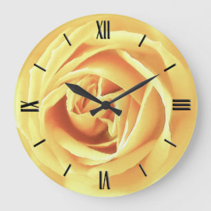 Yellow Rose Print Große Wanduhr